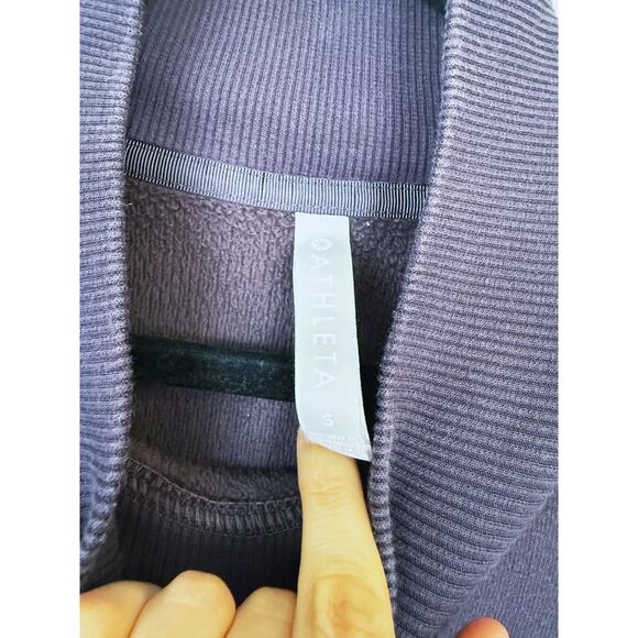 Athleta Cozy Karma Side Zip Fleece Funnel Neck Pullover Sweater Purple S Layer - Picture 6 of 8